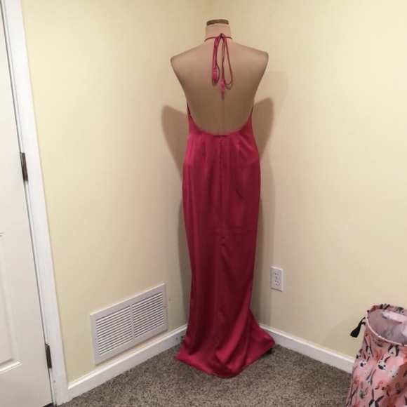 NWT Katie May Cher Formal Maxi Dress Size Medium Pink Peacock Open Back Gown - Picture 4 of 10